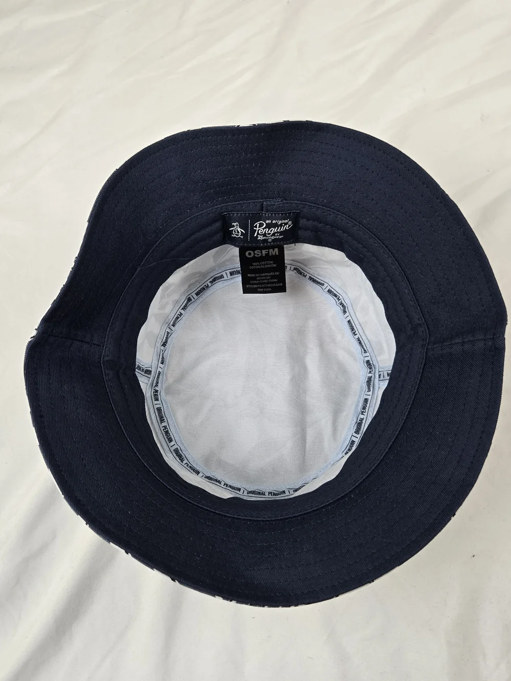 Original Penguin Navy & White Tropical Leaf Bucket Hat